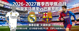 2026-2027赛季西甲焦点战皇家马德里对阵巴塞罗那赛事前瞻海报图